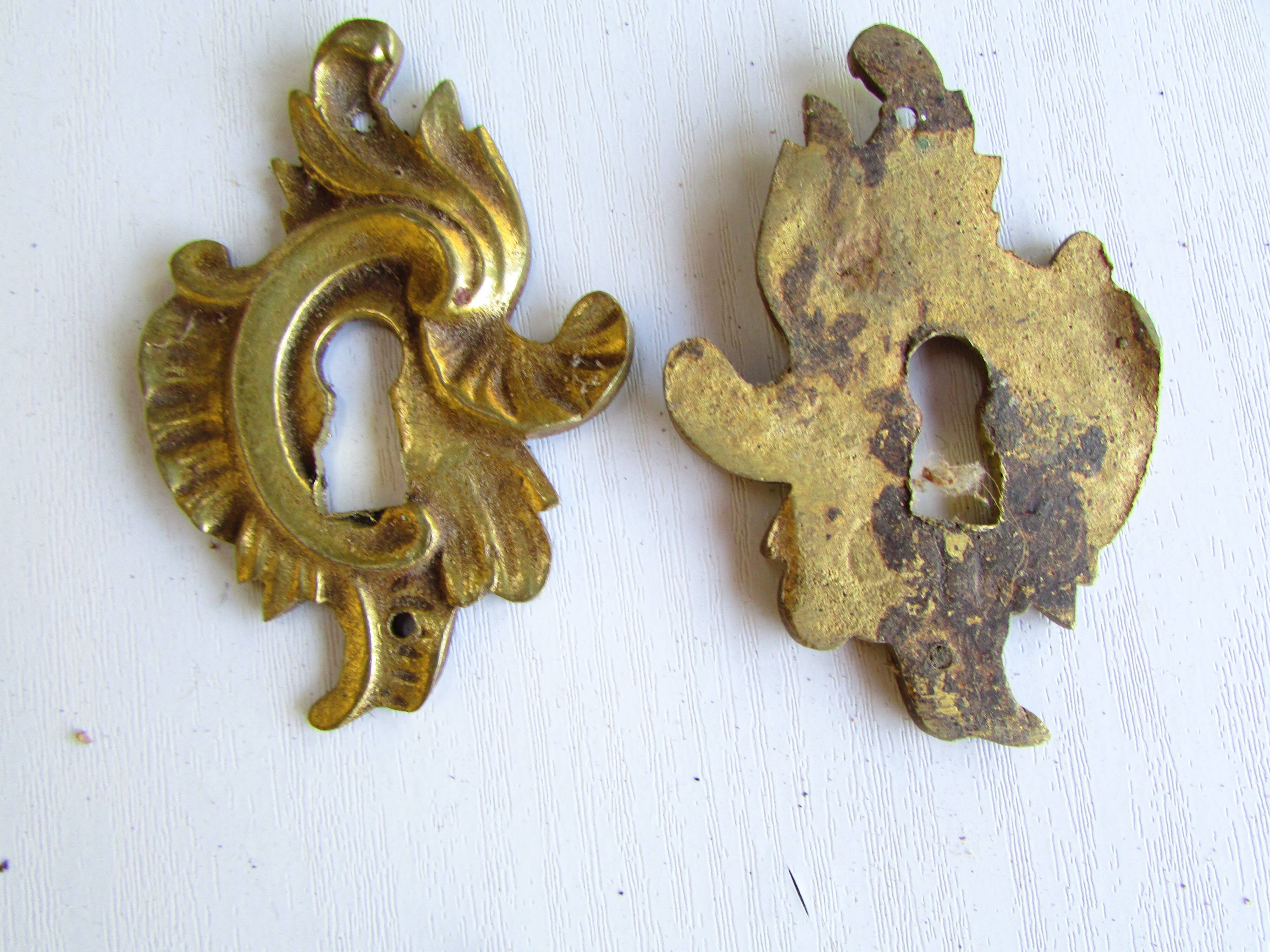 Set of 7 bronze lock entries, for antique furniture