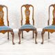 Vintage English Walnut Chairs, 1920s, Set of 3