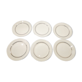 Set of 6 old flat plates with silver edging