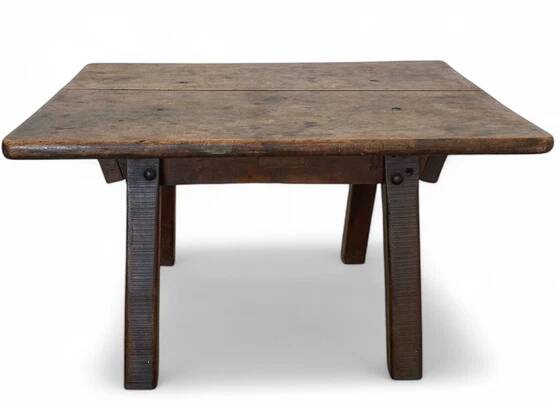 Antique brutalist coffee table in solid wood
