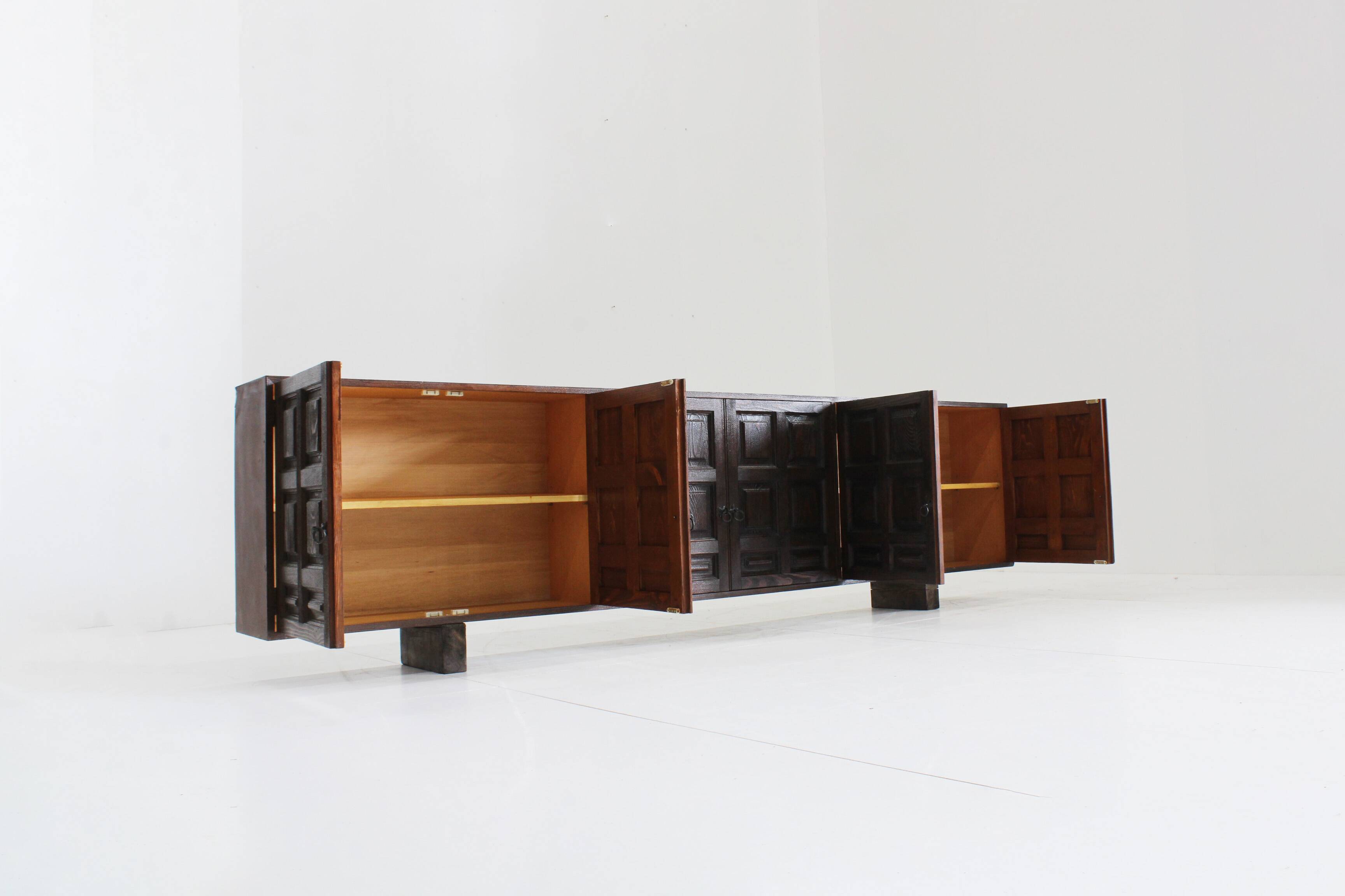 Vintage large Spanish brutalist sideboard 1970s