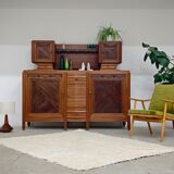 Buffet haut art and craft Art déco français en bois blond 1950 1960