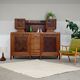 High buffet, art and craft, French Art Deco in blonde wood from the 1950s to 1960s.