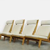 Rare set of 4 deckchairs AP71 including footstool by Hans Wegner for AP Stolen, Denmark 1968