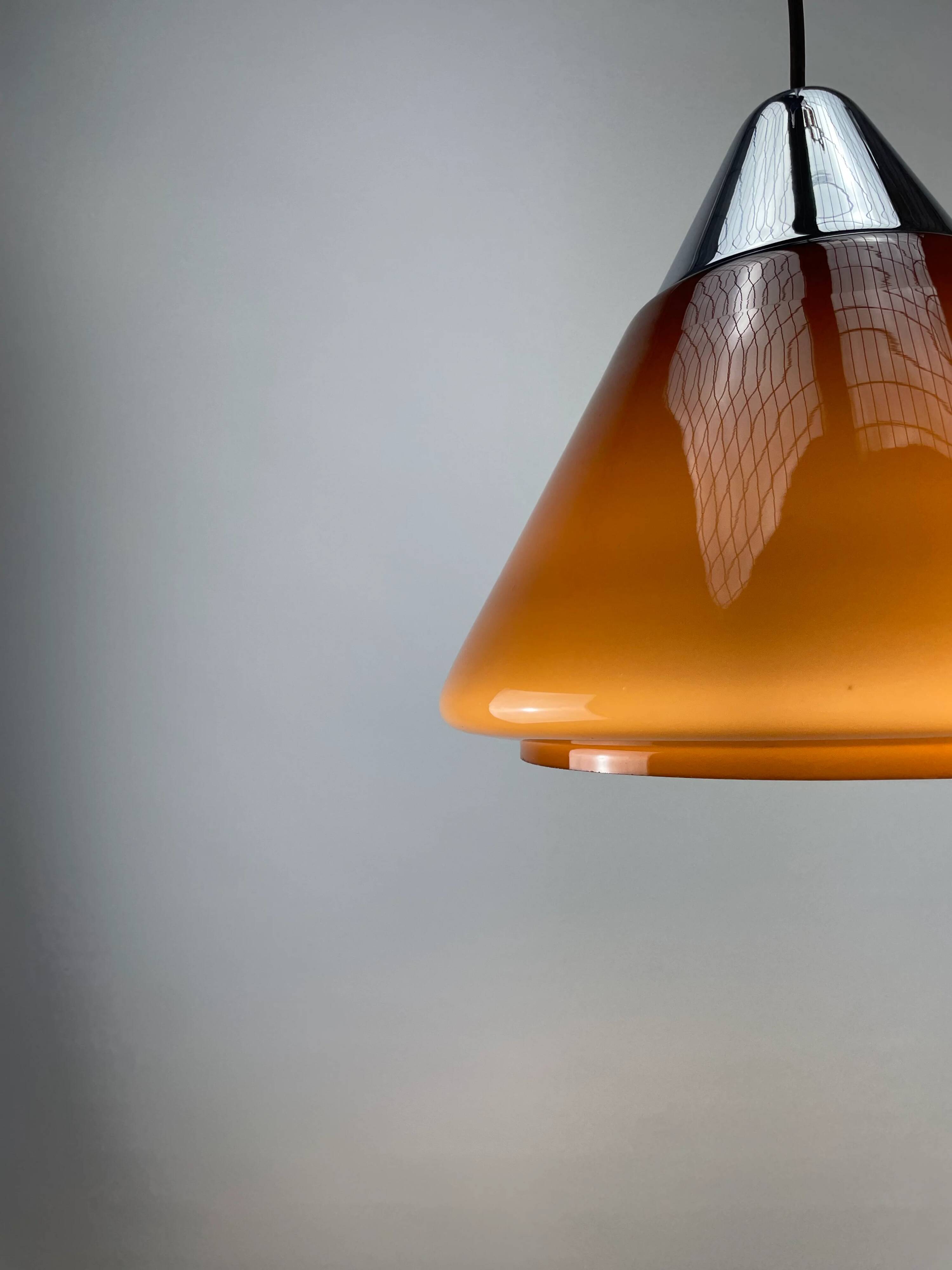 Suspension en verre marron par Hustadt Leuchten, 1960