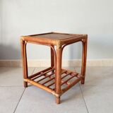Vintage side table in rattan and bamboo