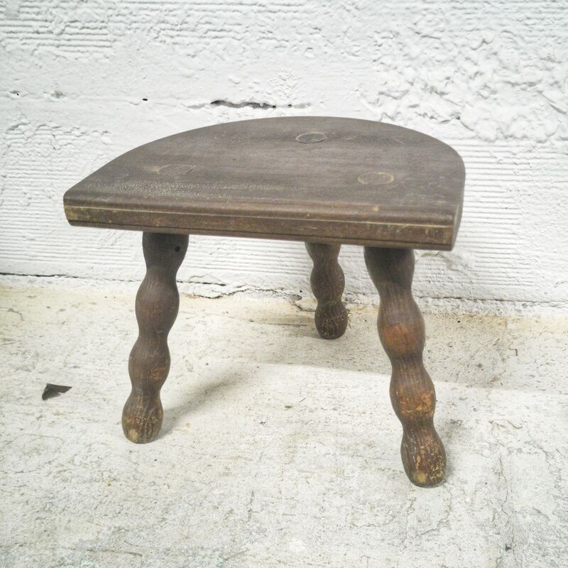 Tripod stool wood turned sitting half moon