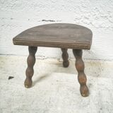 Tripod stool wood turned sitting half moon