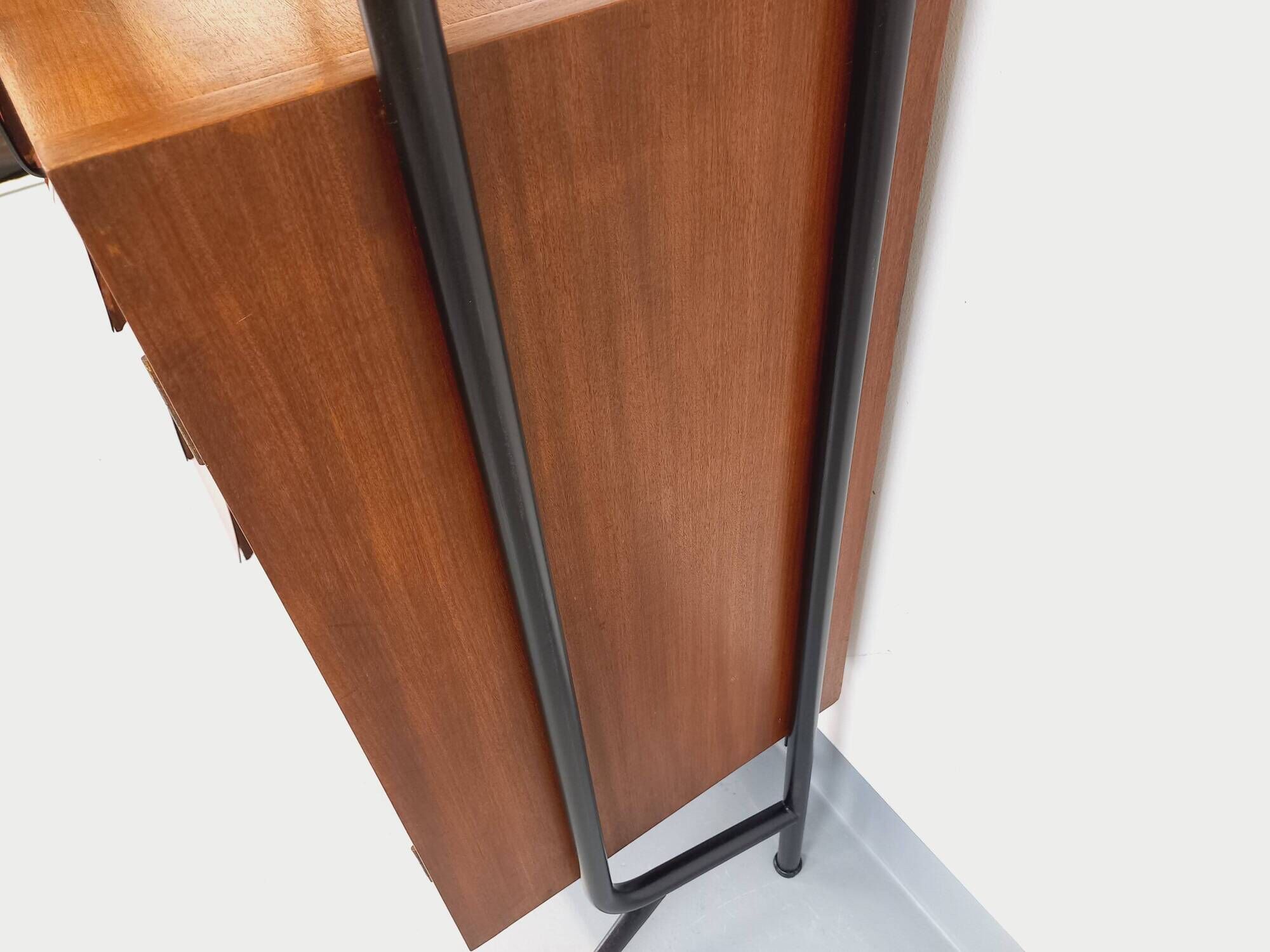 Vintage Italian modular bookcase in teak, metal and melamine