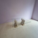 Lion stone pillar coffee table