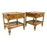 Set of 2 rattan bedside tables, Dux, Sweden, 1960