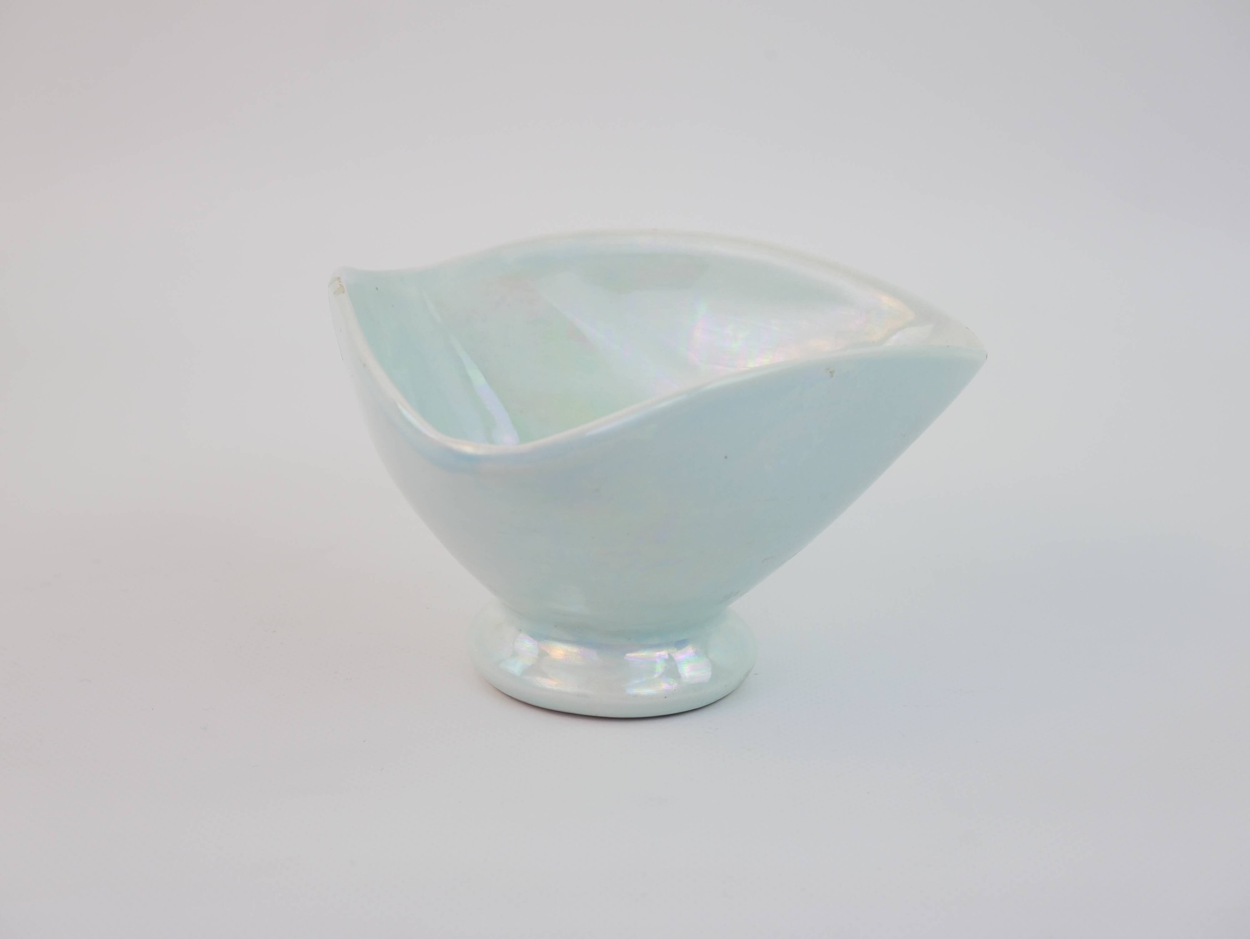 Small bowl or empty pocket in iridescent sky blue ceramic Vallauris circa 1950