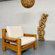Twisted solid wood sculpture, vintage 1970s design.