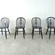Ensemble de 4 chaises de salle à manger Ercol noircies, années 1950