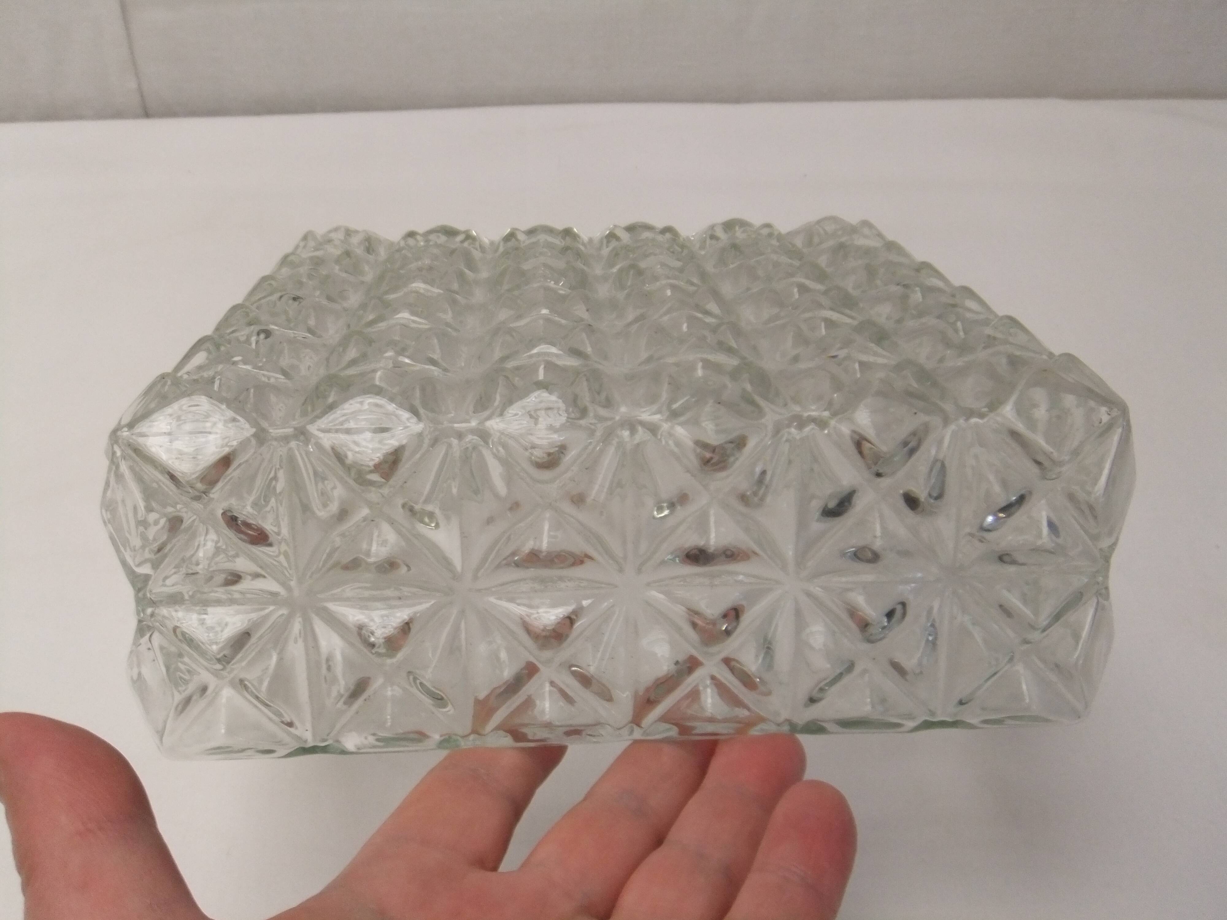 Old vintage ceiling light molded glass suspension chandelier