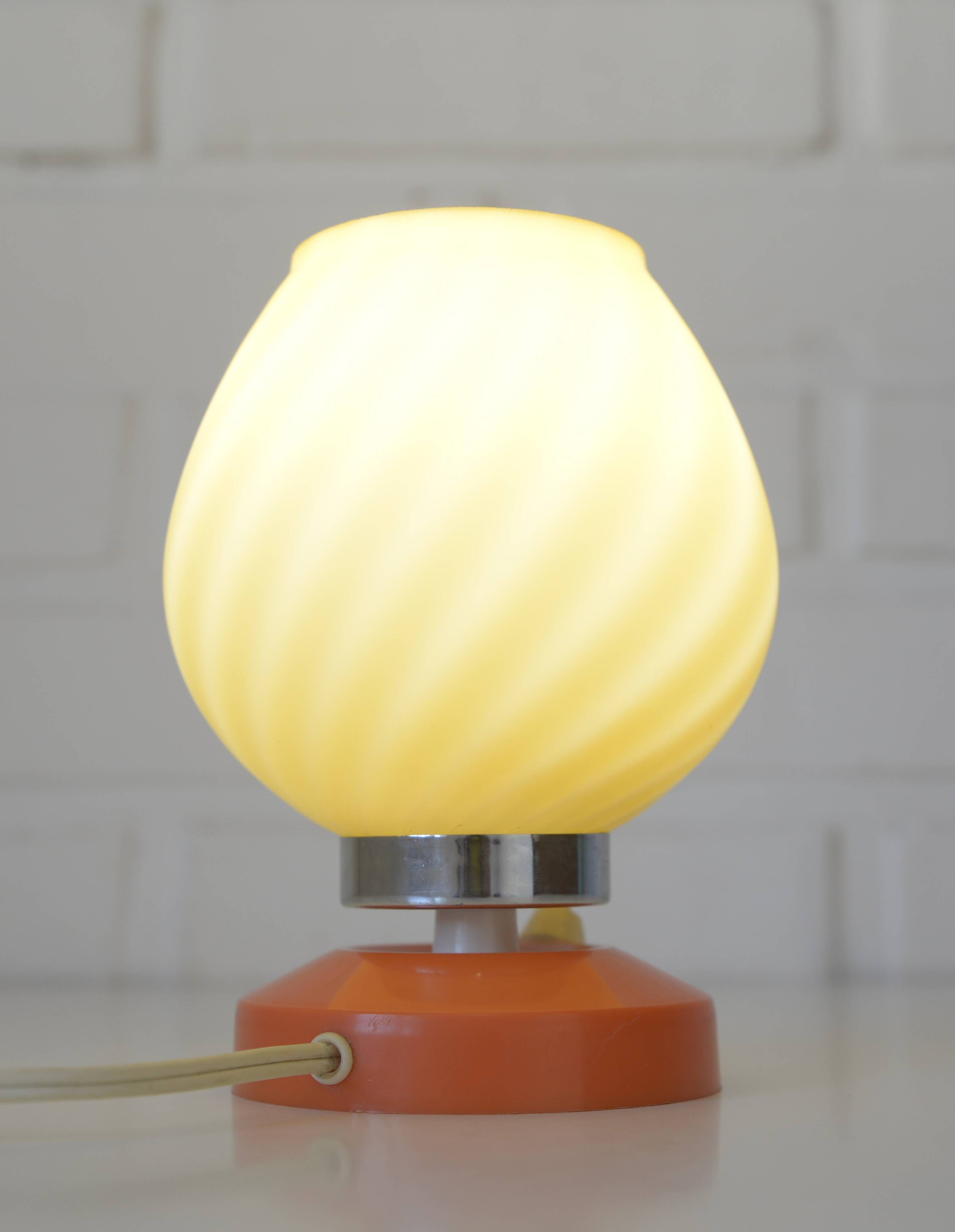 Vintage orange table lamp retro bedside light 1970's  MCM desk lamp