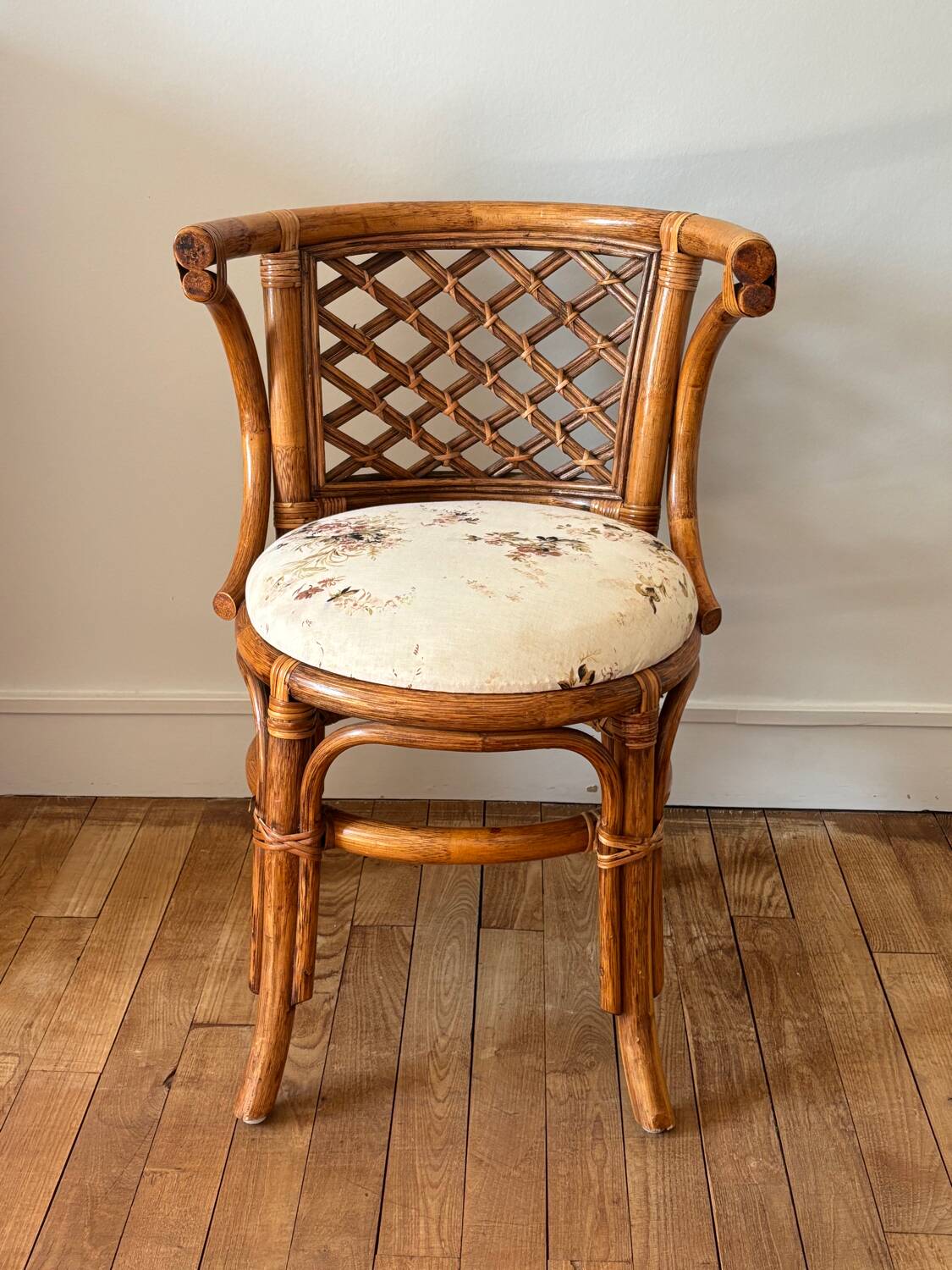 Fauteuil en rotin années 80