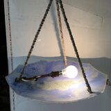 Art deco pendant lamp in blue granite glass