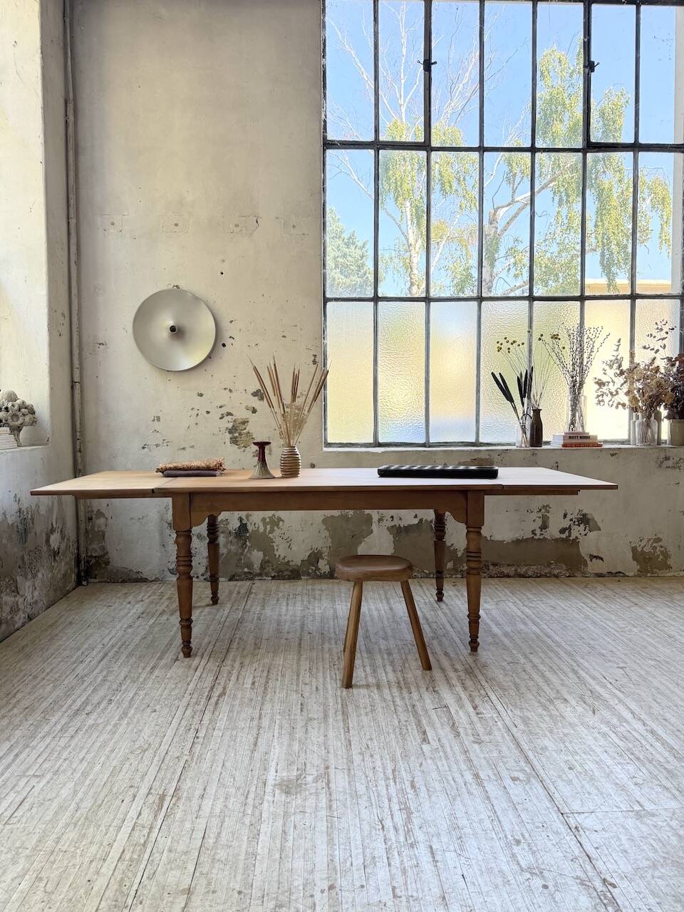 Table de ferme noyer à rallonges 150-250cm