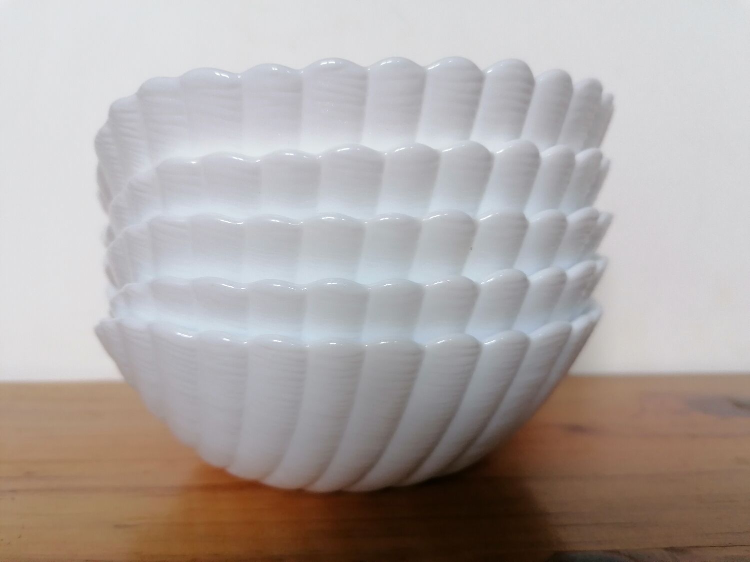 5 coupelles coquillage en opaline arcopal