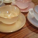 6 tasses vintage Arcopal modele Arlequin