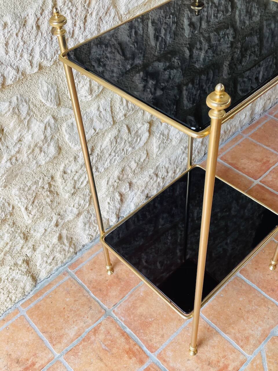 Vintage brass and glass side table circa 70's