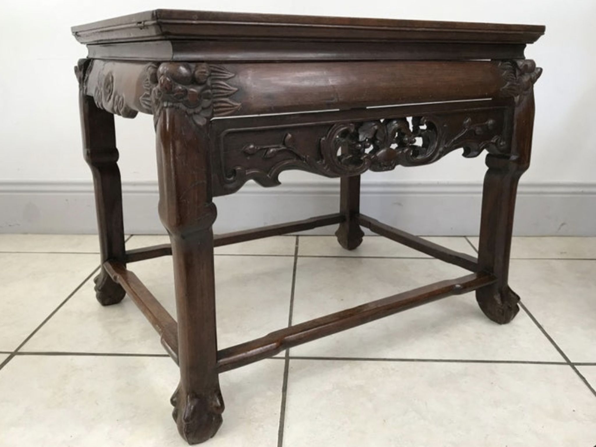 Table d'appoint en bois de fer et marbre de Chine Circa 1900