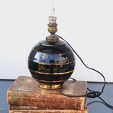 Black Sphere Table Lamp in the style of Jacques Adnet