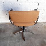 Fauteuil et chaise de bureau vintage Steelcase Strafor en métal chromé années 70