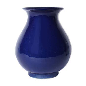 Blue painted ceramic vase