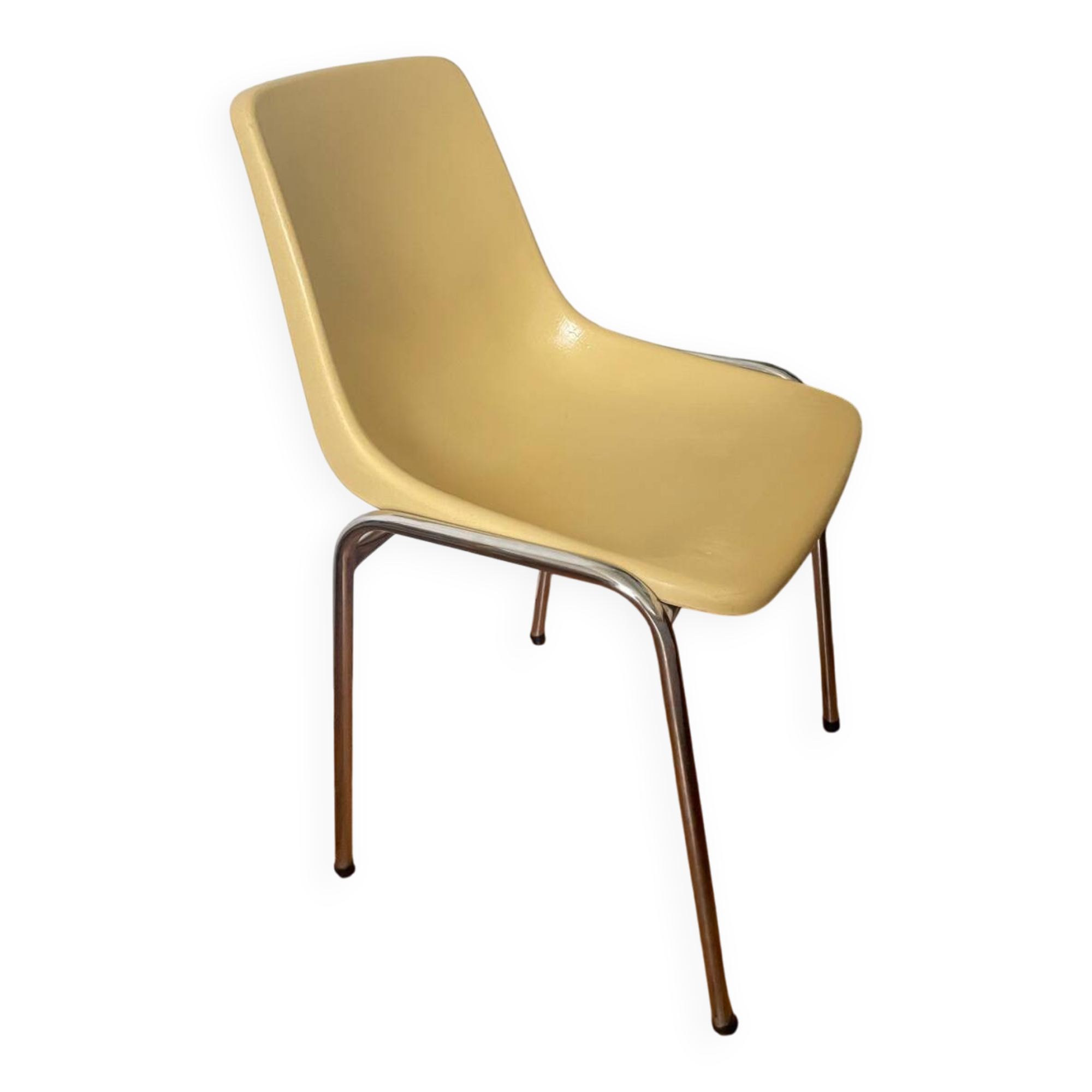 Chaise vintage tubulaire jaune pastel