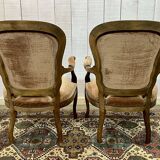 Paire de fauteuils de style Louis XV en hêtre du XXème