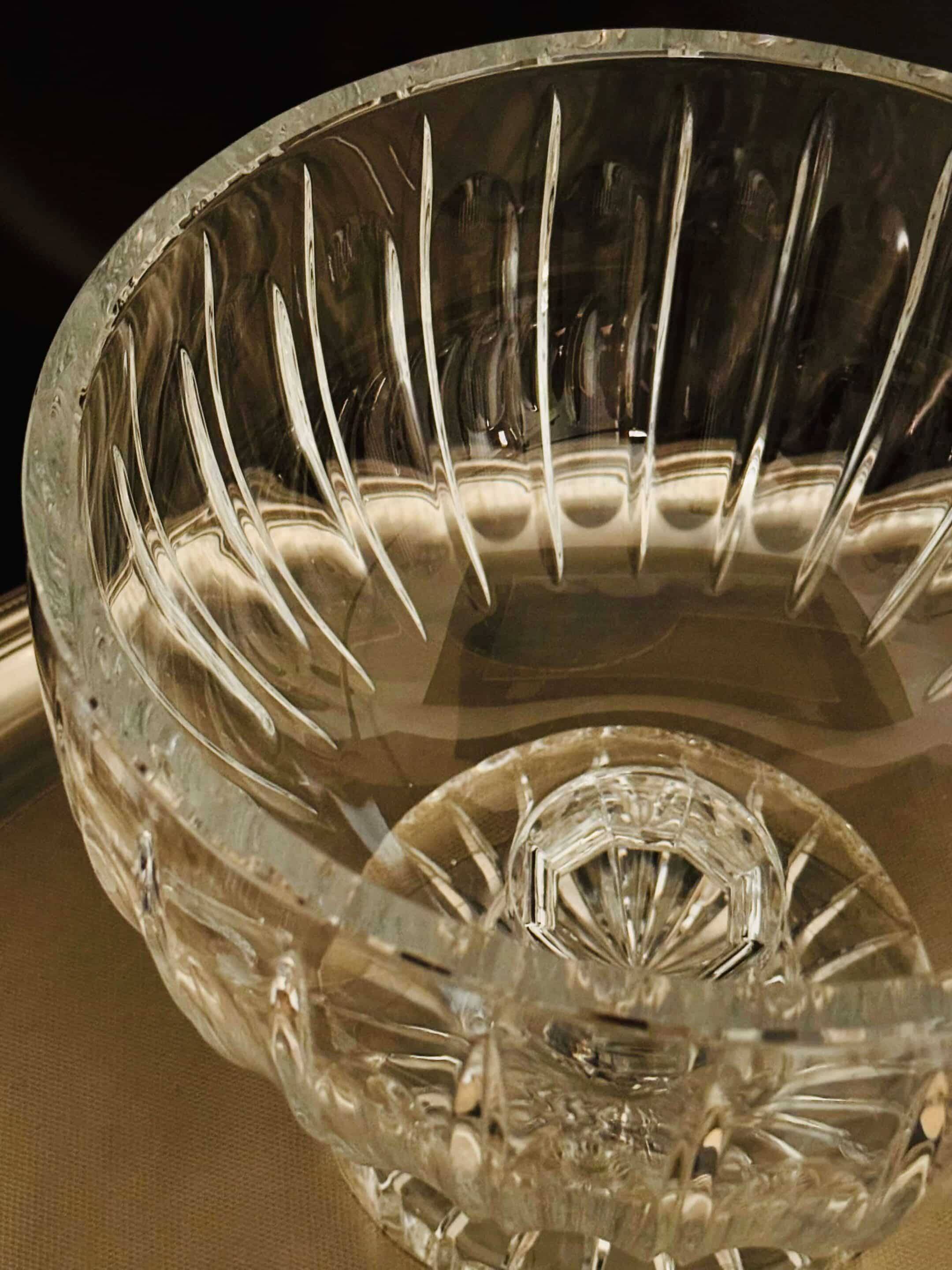 Large cut crystal bowl on a stand