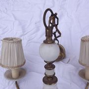 4 metal gold and opalescent arms chandelier