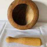 Wooden mortar and pestle