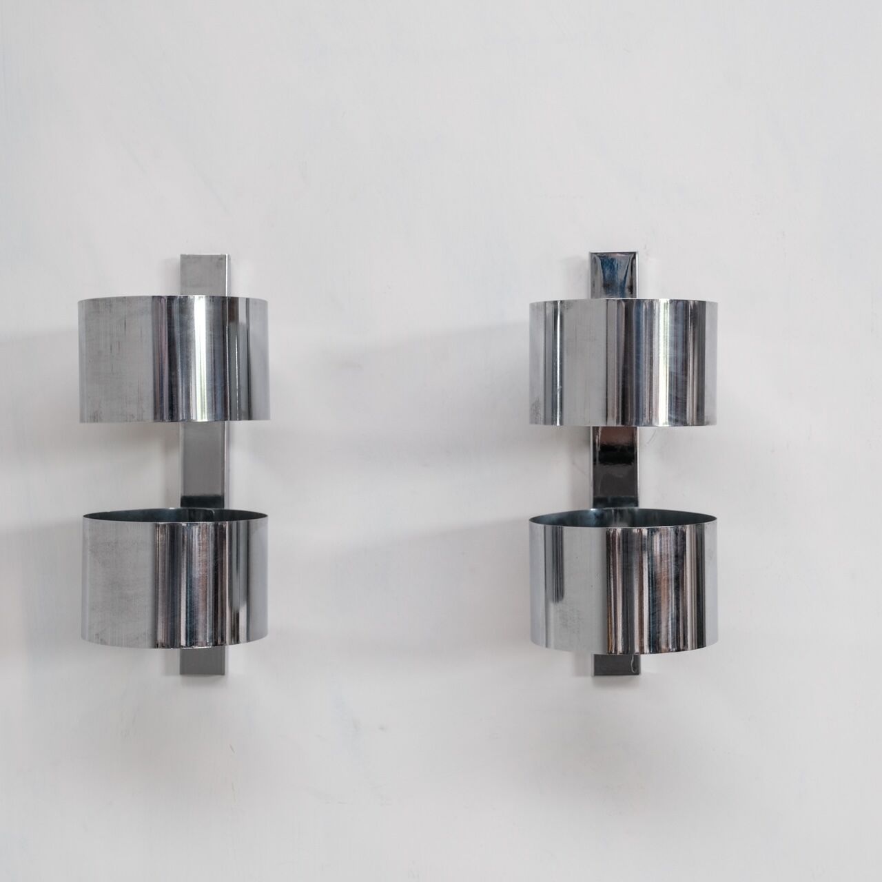 Pair of chrome italian mid-century wall lights
