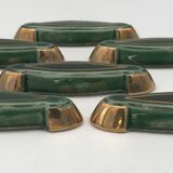Set of 6 Poët-Laval Art Deco Enameled Ceramic Knife Holders