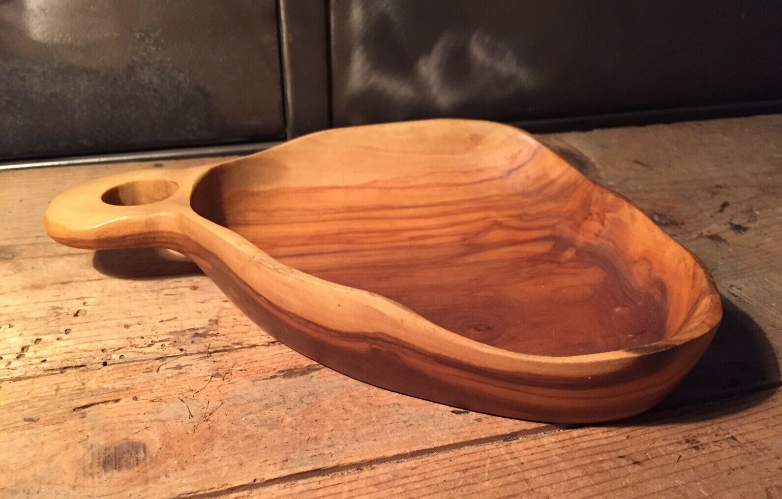 Empty wooden pocket signed Tony Bain Vallauris 50s