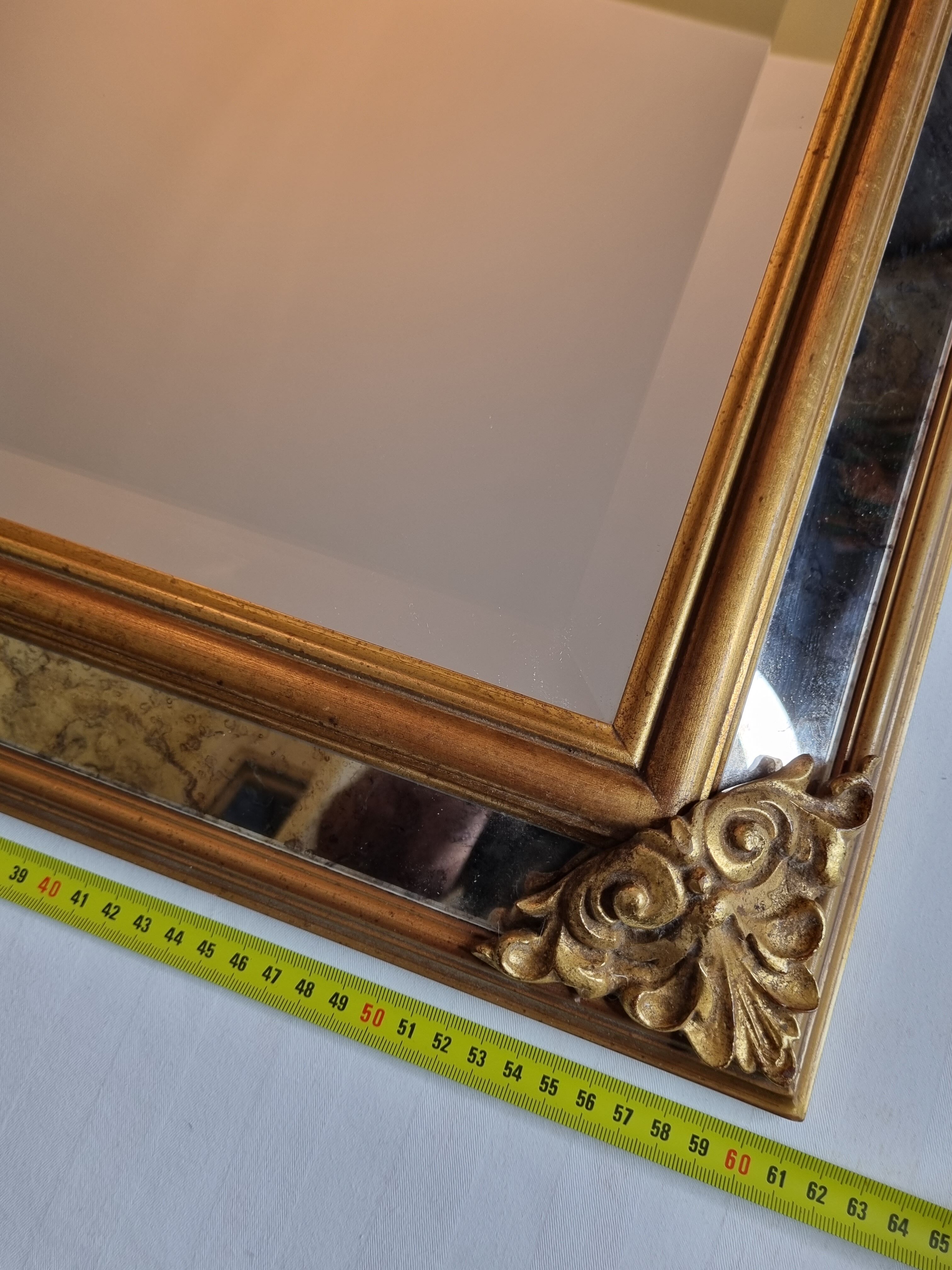 Vintage Venetian style beveled mirror with parecloses, 74 cm