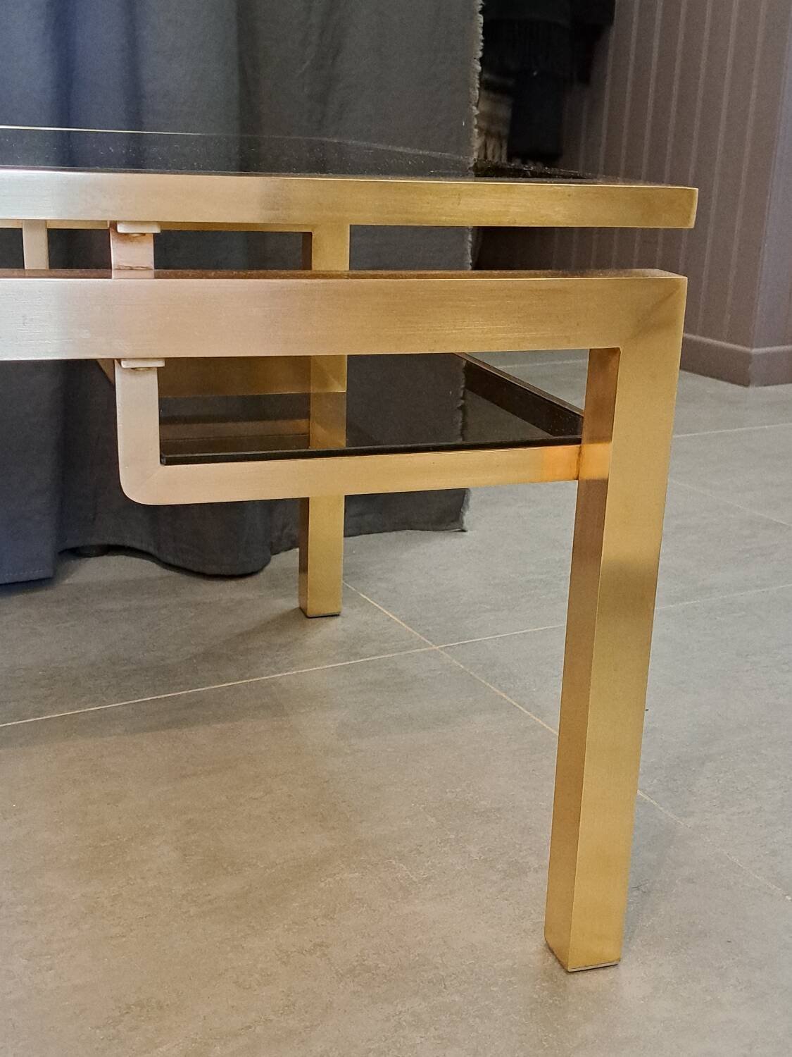 Guy Lefevre brass and glass coffee table