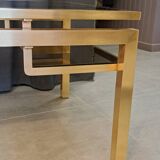 Table basse Guy Lefevre en laiton et verre
