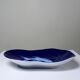 Vide-poche porcelaine émaillée bleu de four Limoges décor poisson japonisant