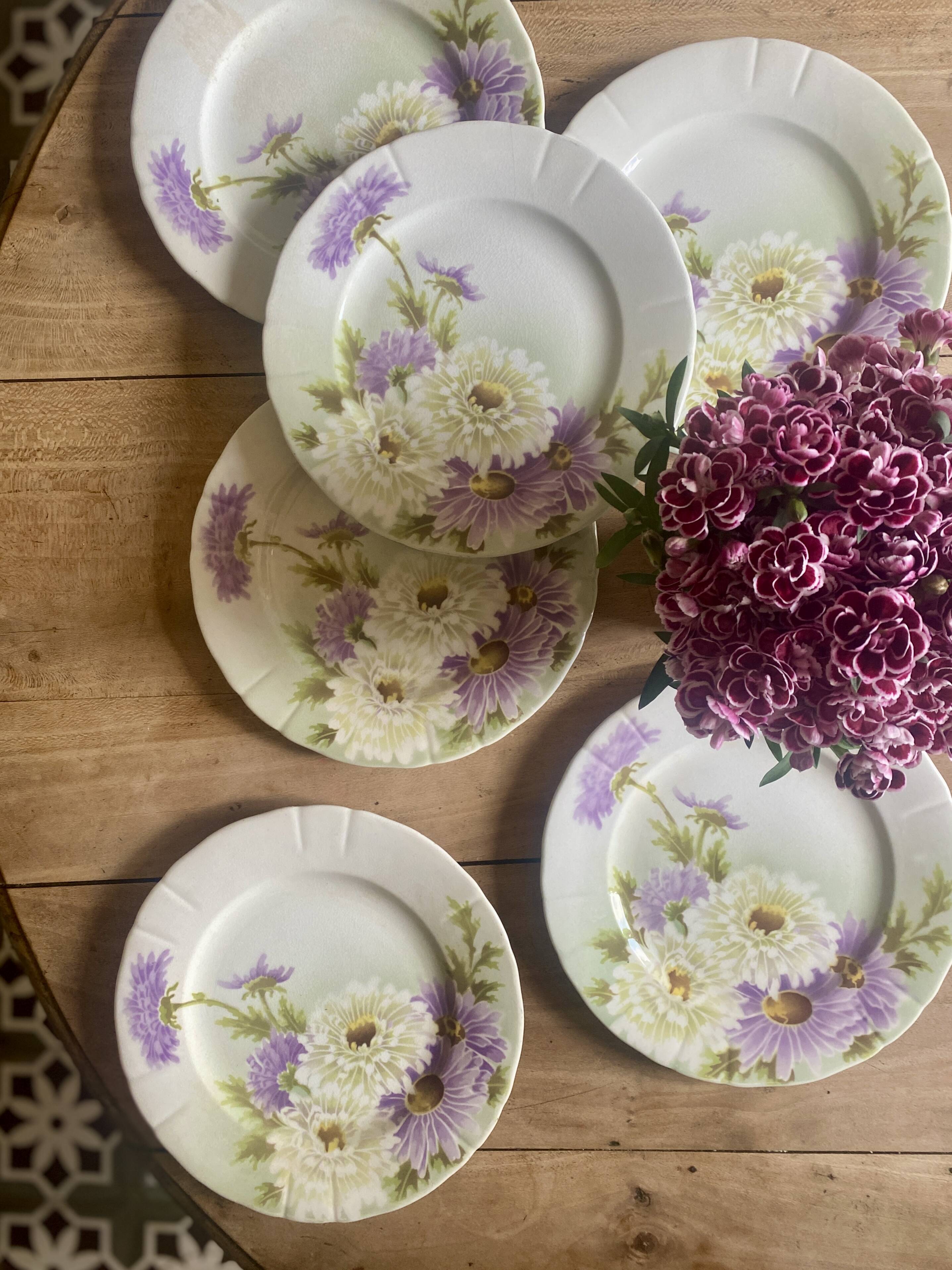 Set of 6 old flat plates - Reine Marguerite de KG Lunéville -