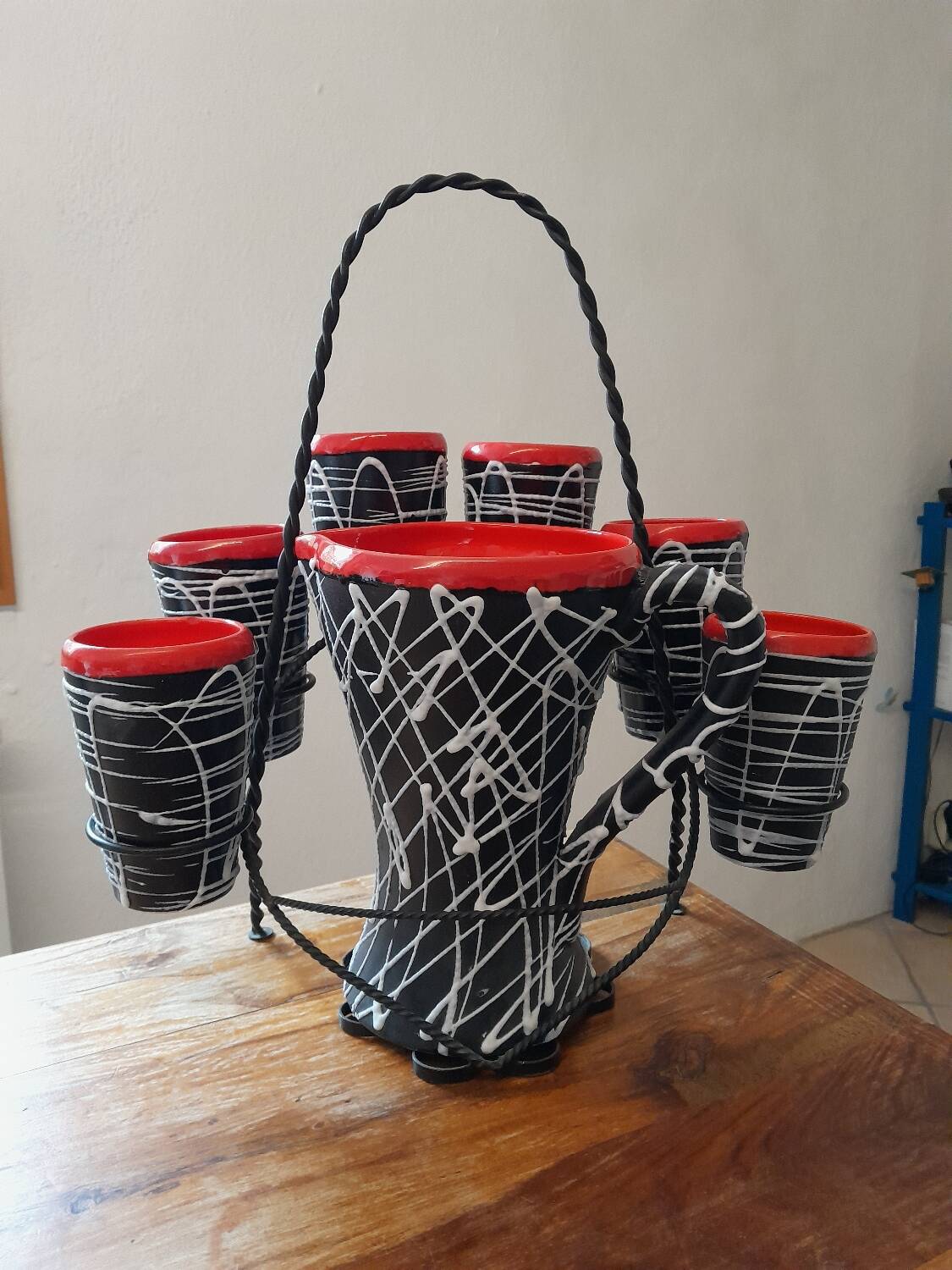 Exceptional set of orangeade from Vallauris, vintage 1950-60.