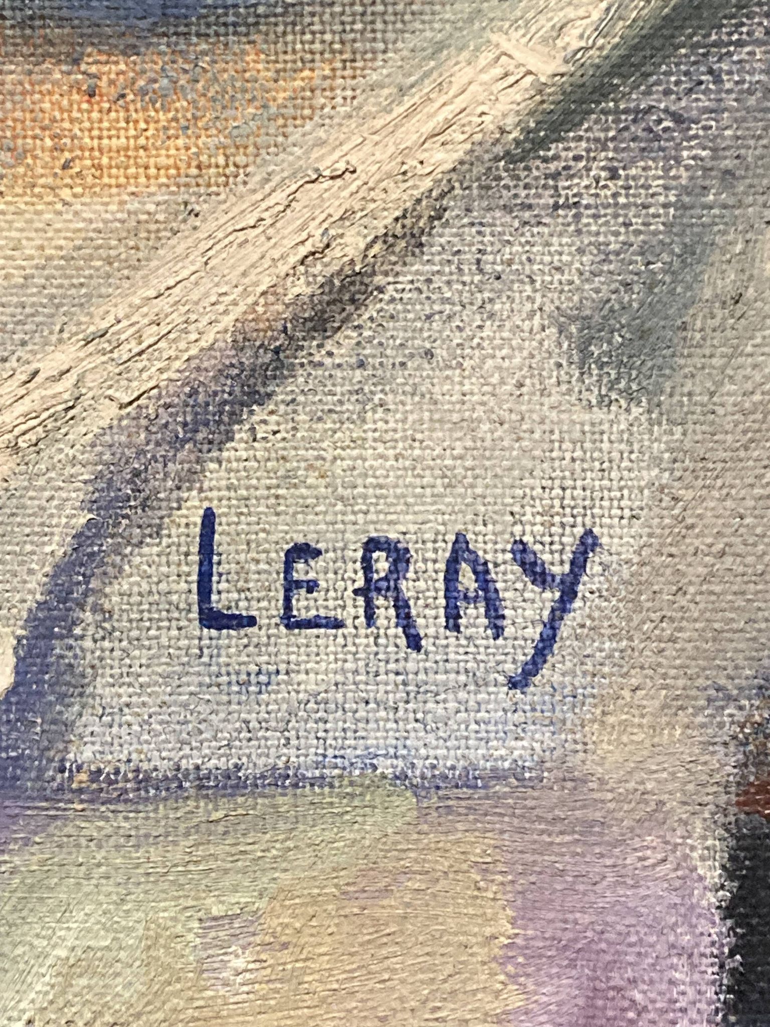Leray, "In Front of the Window", fauvist still life, oil on canvas