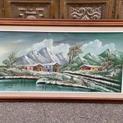 Original Italian painting Antonio Ponticelli oil on canvas landscape 140x82c