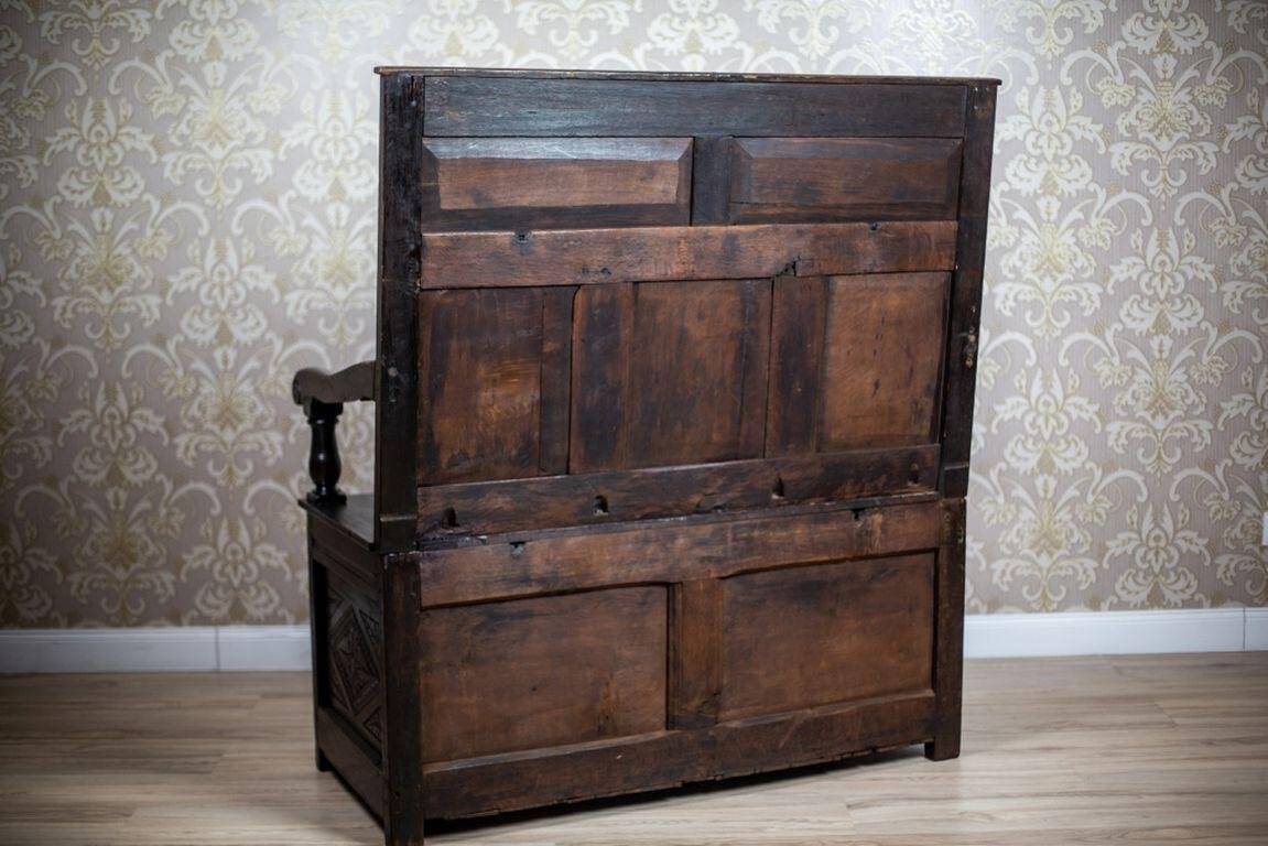 Antique Renaissance Revival Oak Bench, 1890s