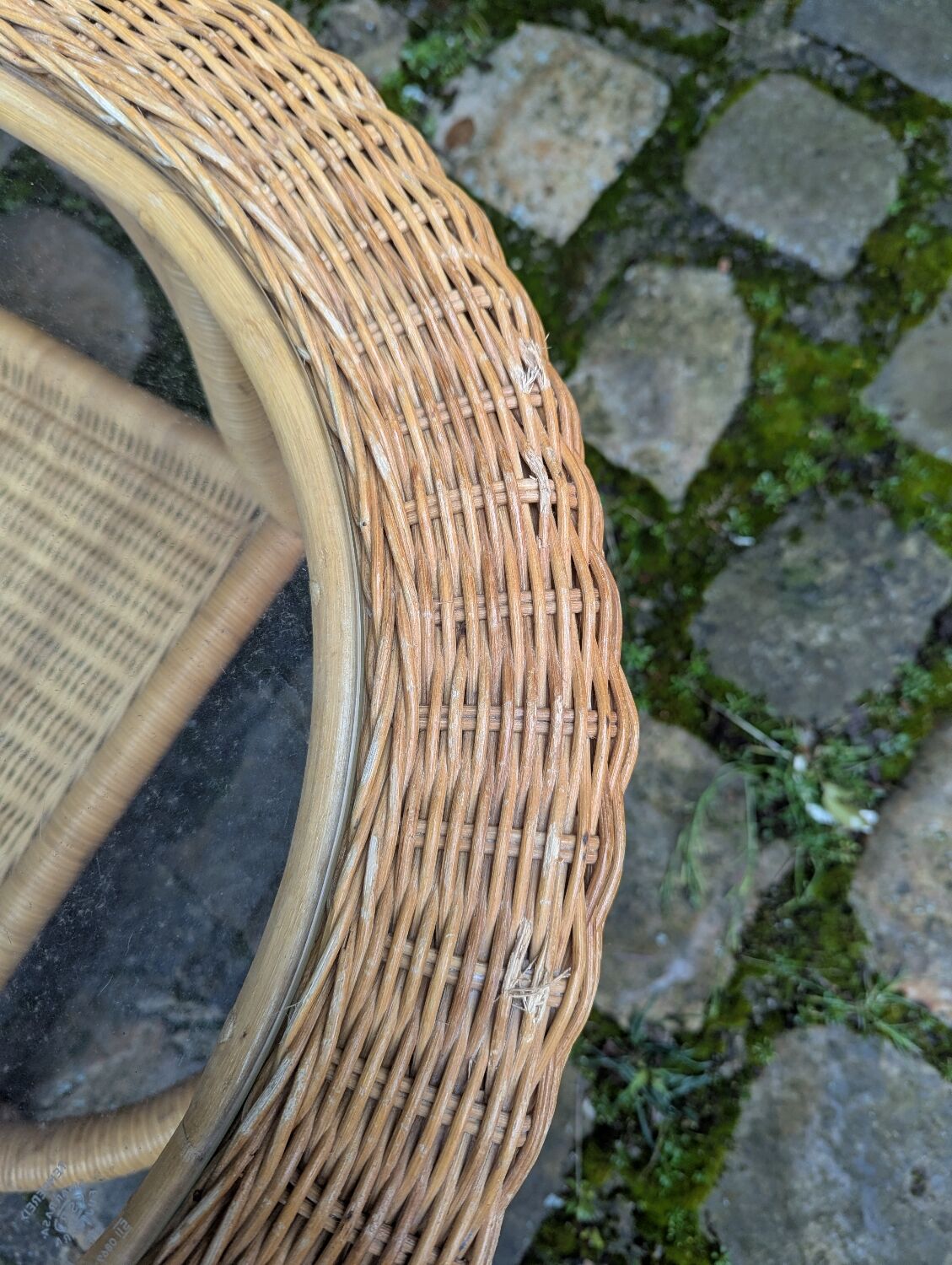 Vintage Rattan and Wicker Coffee Table - Glass Top - Bohemian Style