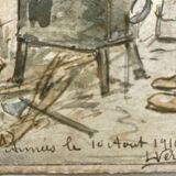 Tableau aquarelle 1916 signée louis vergetas (1882-?) + cadre