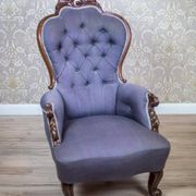 Neo-Rococo Walnut Chair with Violet Fabric, 1860